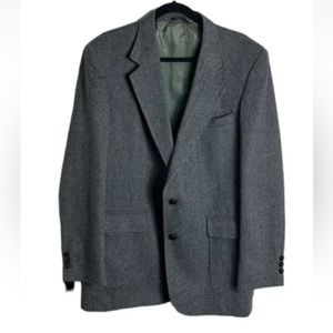 Vintage Cambridge Classics  Mervyns  Herringbone Tweed Gray Blue Mens Sport Coat